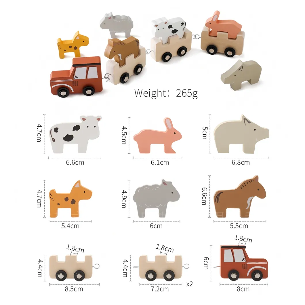 Wholesale Christmas Wooden Cars Wooden Railway Mini Train Set Toy for Kids