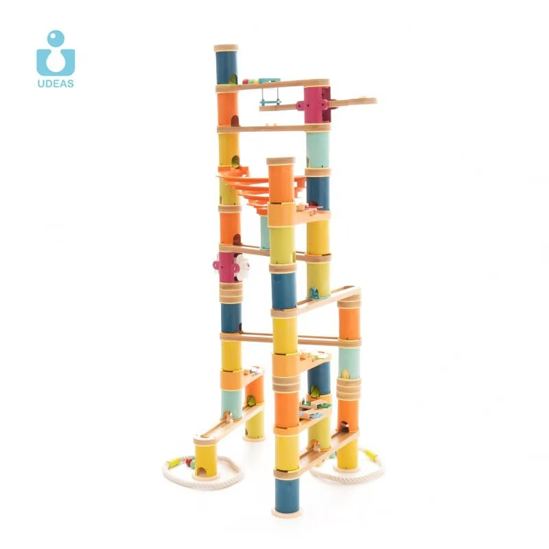 STEM DIY Building Block Set Educational &amp; Fun Wooden Marble Run Race Track Toys