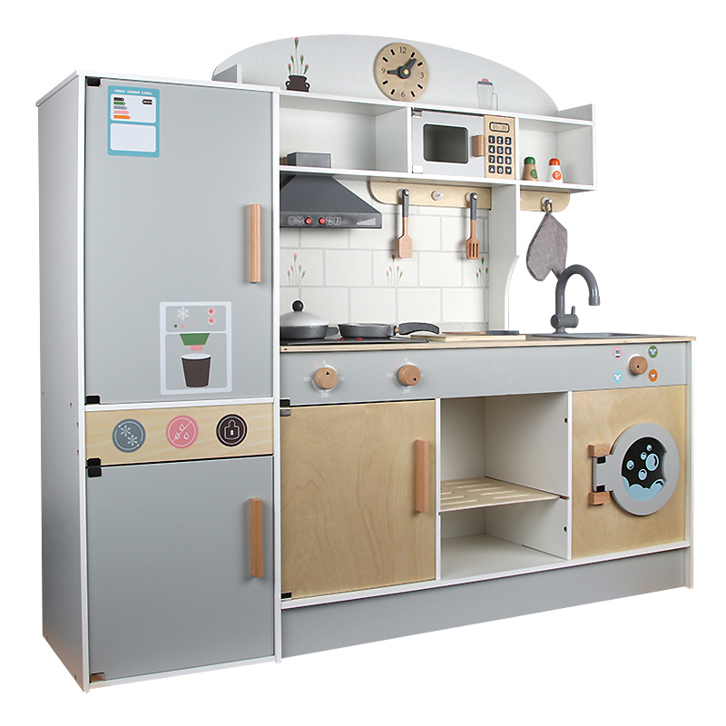 Kitchen Toys Pretend Children Play Sets Diy Cooking Series Wooden Fridge Kitchen Set Toy