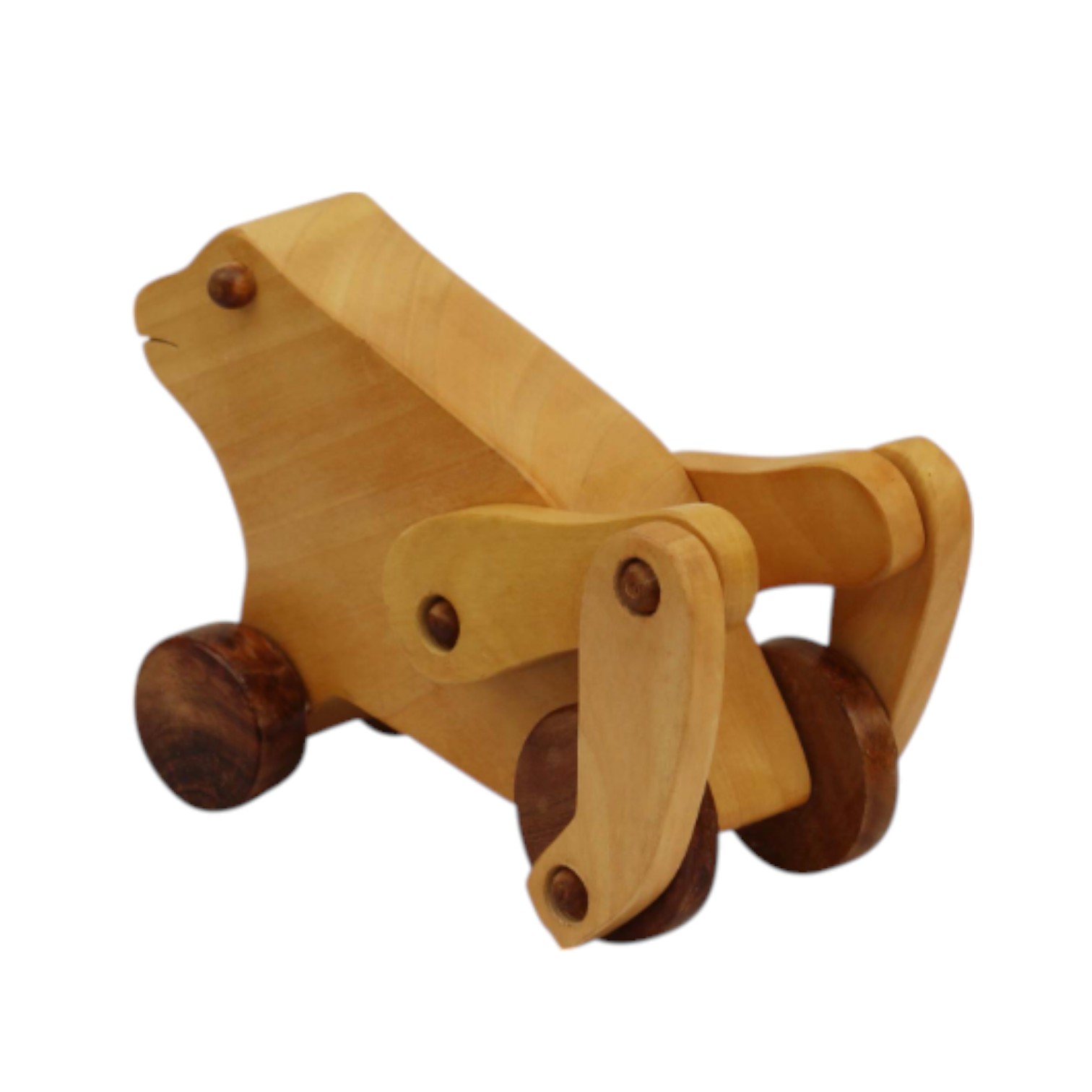 Handcrafted Wooden Frog Pull Toy for Kids with Movable Wheels and Pulling Rope Animal Shaped Eco Friendly Toy for Toddlers