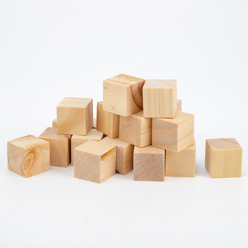 Customizable Size DIY Eco-friendly Building Blocks Small Square Wooden Blocks for Kids Toys