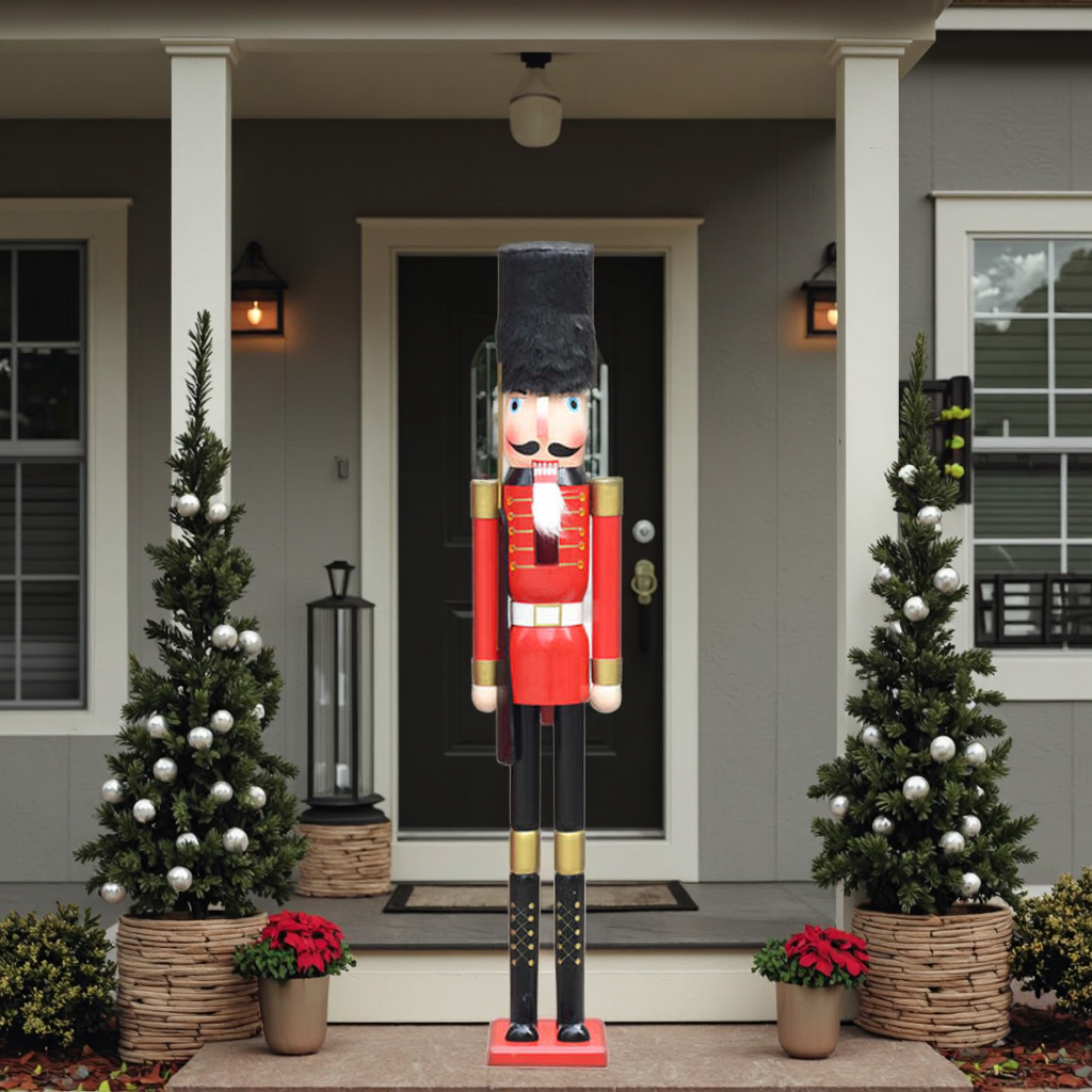 Handmade Wooden 150cm Life-Size Soldier Nutcracker Classic Eco-Friendly Outdoor Christmas Decoration Figurine Toy