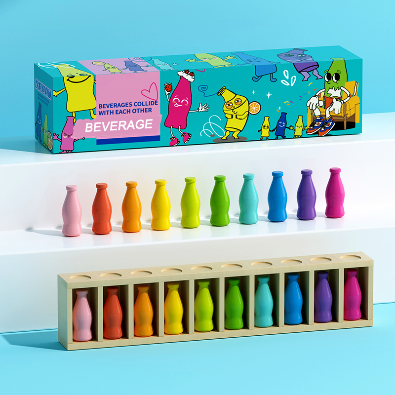 2026 Foreign Internet Celebrity ParentChild Interactive Educational Wooden Montessori Stacking Color Matching Bottle Sorting Toy
