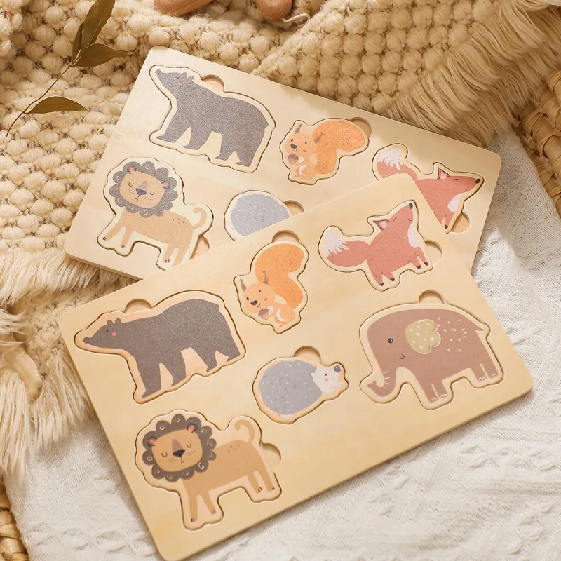 Wooden Puzzle Toys Animal Vegetable Cognitive Matching Montessori Toys Preschool Early Learning Educational Toys for Kids