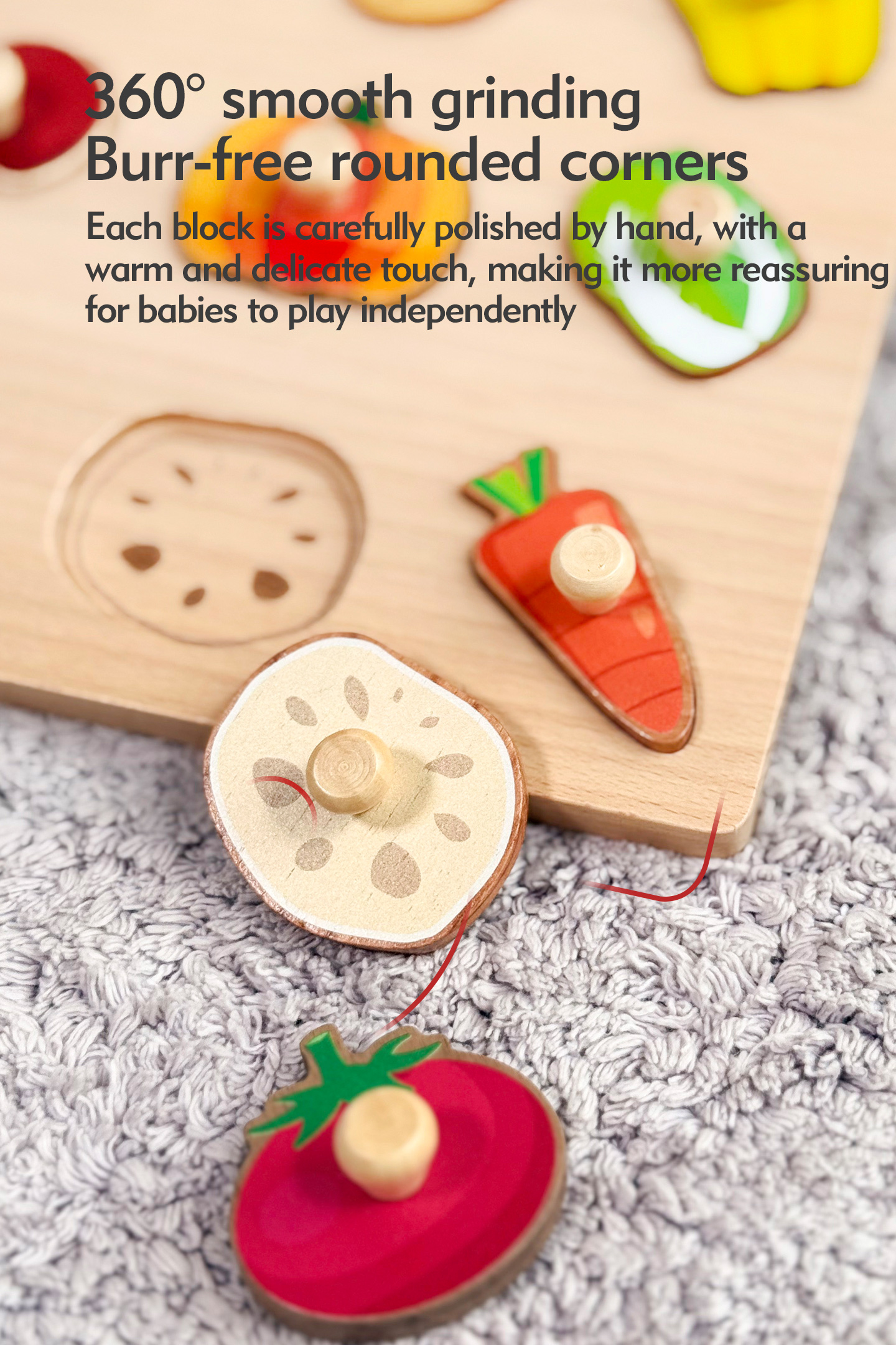 Wooden Montessori Educational Toys for Toddlers 1-3 Years Sensory Solid Wood Animal Veggie Fruit Peg Puzzle Board