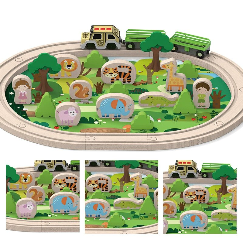 2026 Wholesale Chirstmas Kids Railway Electric Toy Wooden Model Mini Train Set