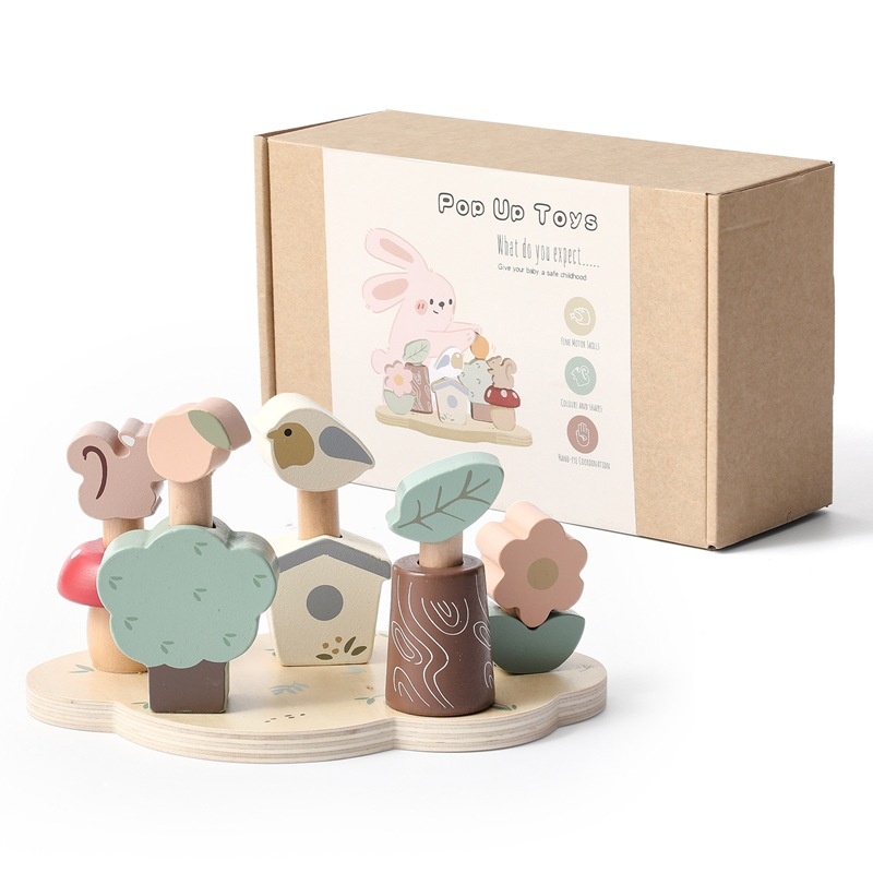 Unisex Wooden Forest Animal Interactive Toy for Baby's Early Education Hand-Eye Coordination &amp; Matching Game for Children