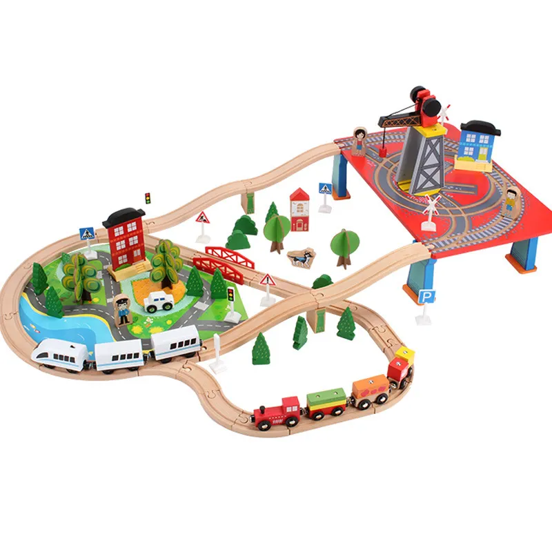 Wholesale Christmas Kids Wooden Railway Electric Toy Model Mini Train Set