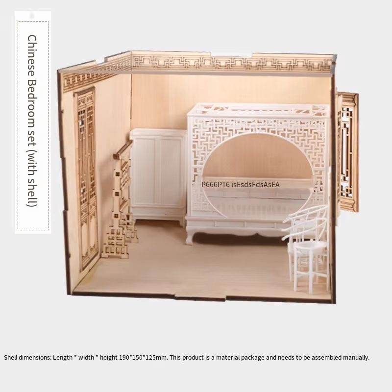 1:25 Chinese Style Eco-friendly Wooden DIY Toy House Full Set Handcrafted Miniature Furniture Fashion Doll House Toys for Unisex