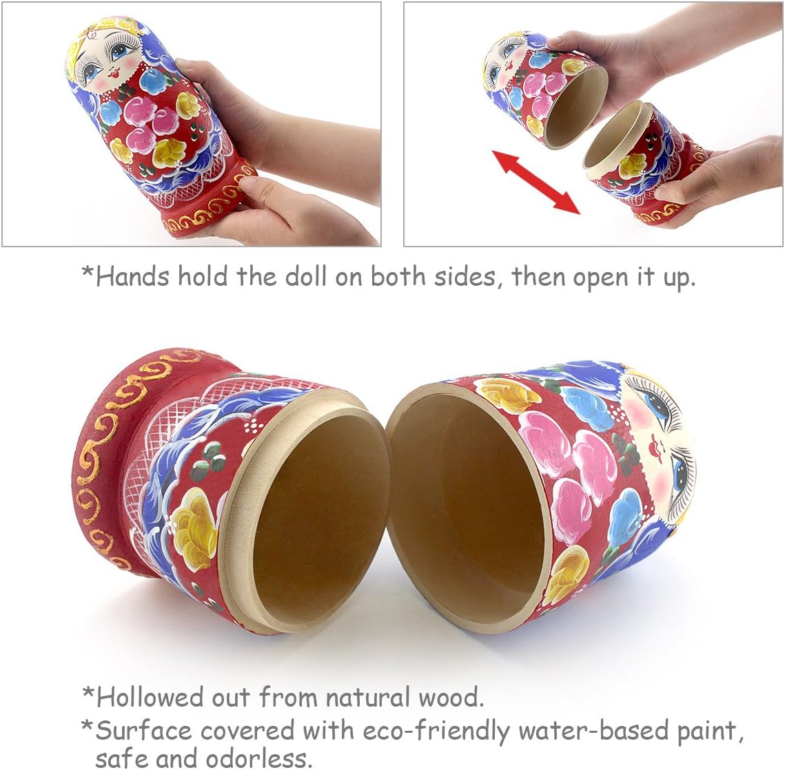 Russian Nesting Dolls Wood Matryoshka Stacking Set of 7 Handmade Toys for Children Kids Adults Easter Christmas Halloween
