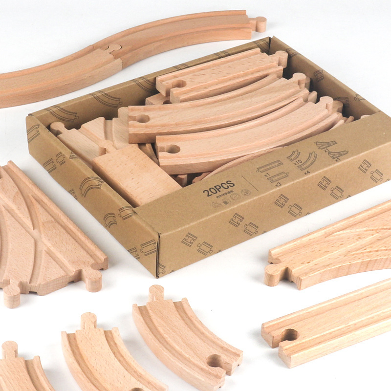 Unisex DIY Creative Wooden Railway Train Track Set