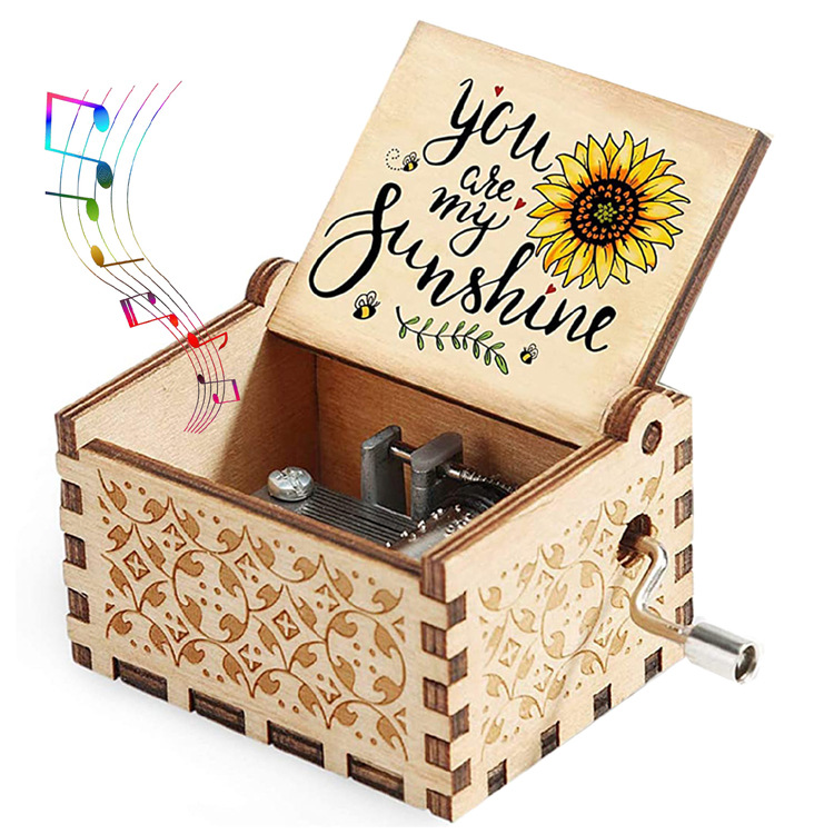 New 47 Styles Manufacturer You Are My Sunshine Music Box Carousel Handmade Crank Wooden Vintage Music Box Custom Toy Ornaments