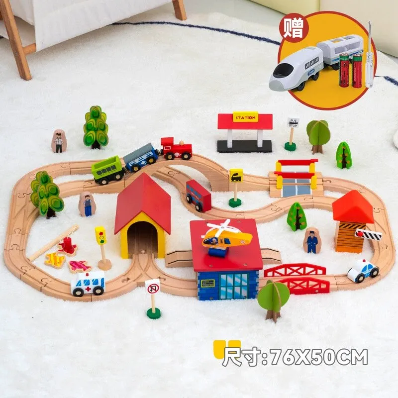 2025 Wholesale Christmas Kids Railway Wooden Electric Toy Model Mini Train Sets