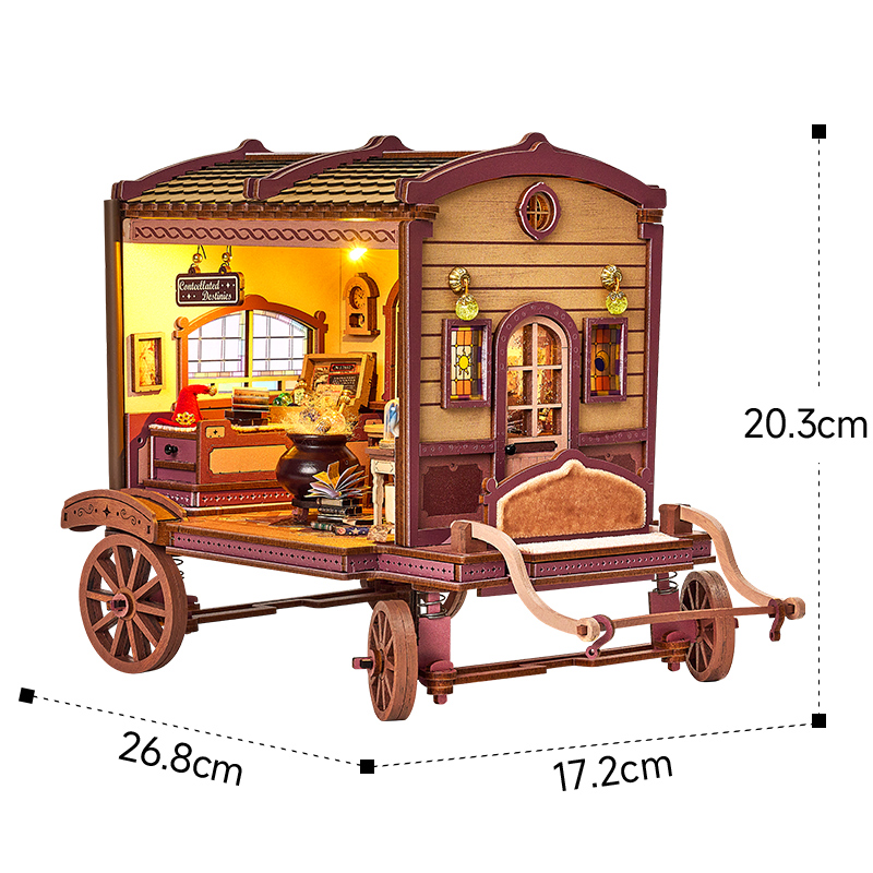 IIECREATE New Arrival Miniature House Kit Wooden Dollhouse K-1084 Entropy's Flow DIY Carriage for Adult
