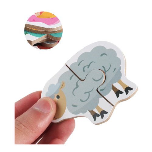 Wooden Animals Matching Jigsaw Puzzle Kids Early Education Enlightenment Toys