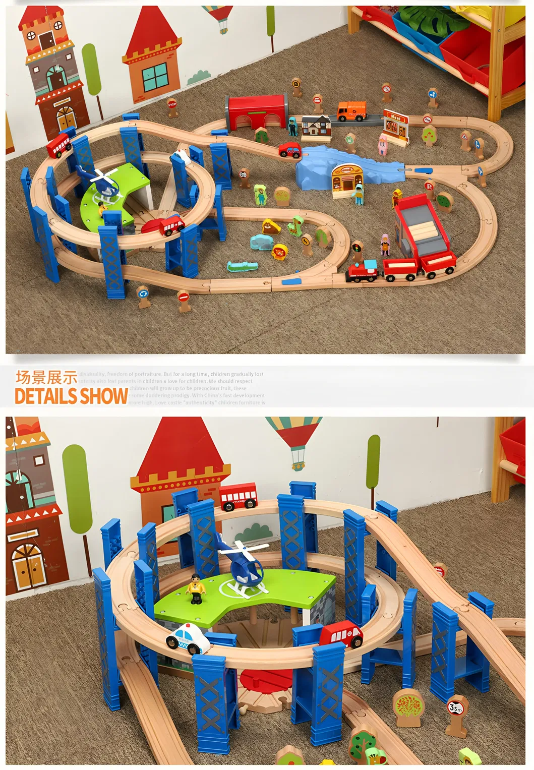 2026 Wholesale Chirstmas Kids Railway Electric Toy Wooden Model Mini Train Set