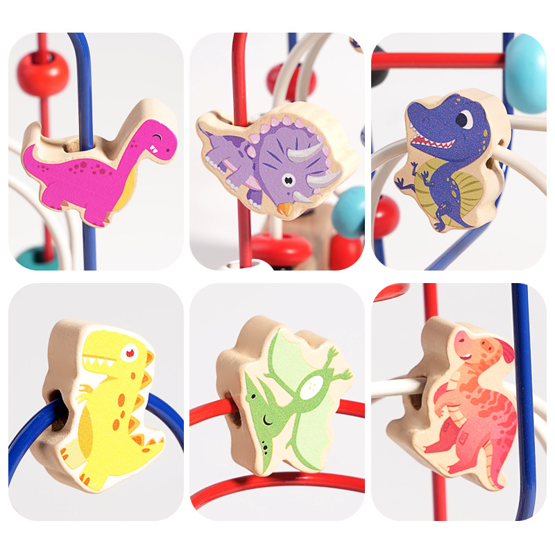 Fruit Beading Game Educational Building Blocks Toys Baby Wooden Fruit Animals Beading Maze Game For Children Educational Sensory