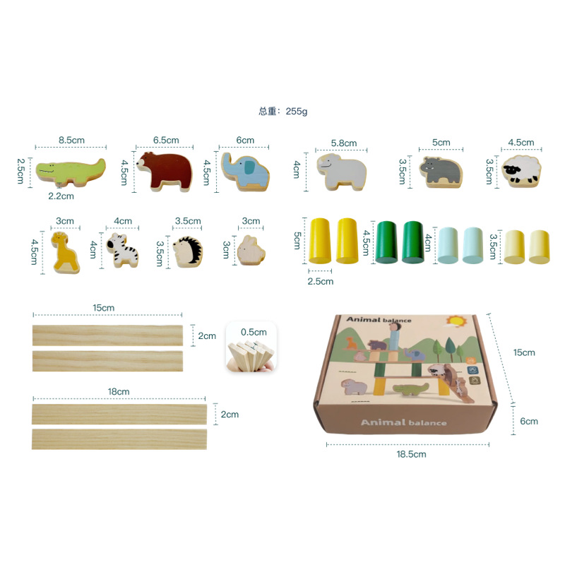 Montessori Creative Animal Balance Stacking Toy Children Learning Toy Wooden DIY Building Blocks Early Educational Toys for Kids