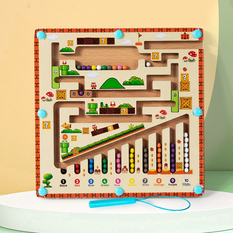 Montessori Toy Early Educational Wooden Cognitive Unisex Bead Sorting Maze Toy for Children's Number Logic Thinking Toy