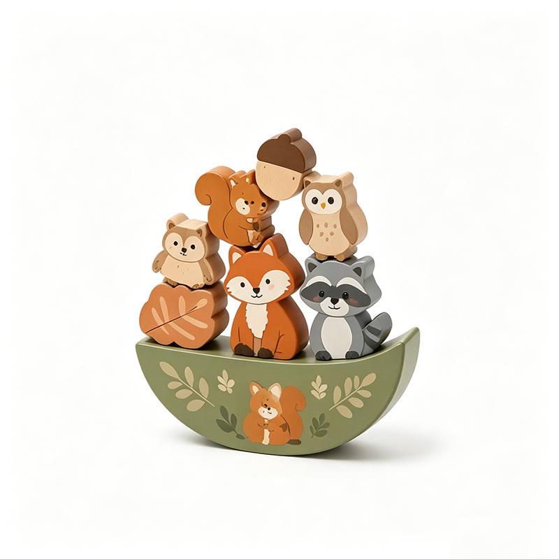 Factory Wholesale Customized Montessori Wooden Toy Vietnam Cartoon Pattern Animal Puzzle Interactive Kids Wooden Stacking Toys