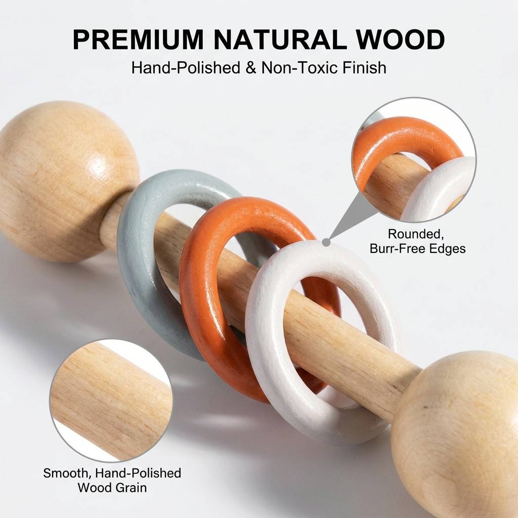 5/7 Pcs Montessori Wooden Musical Instrument Set Neutral Color Baby Sensory RattleEducational Percussion Toys for Toddlers