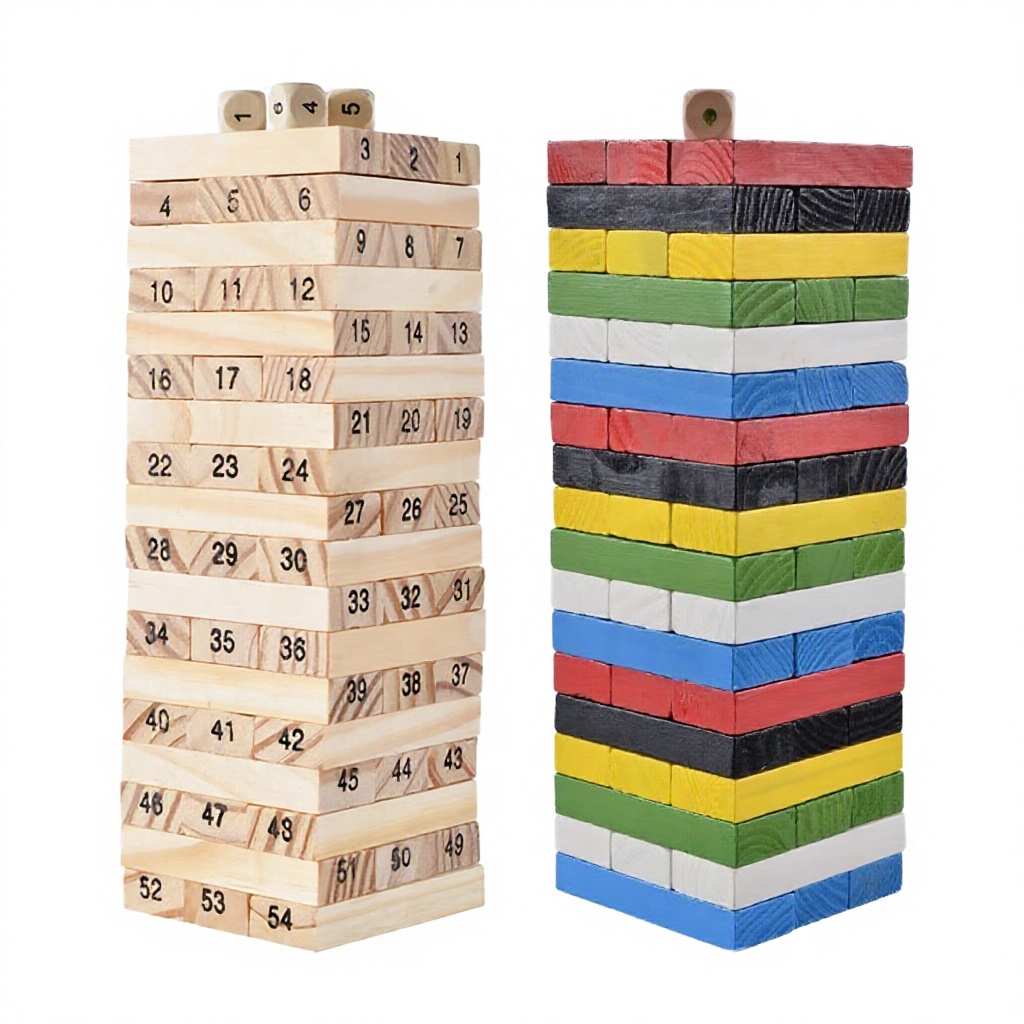 Custom Logo Wooden Tumbling Tower Game Classic Stacking Blocks Montessori Educational Toys For Kids Adults Family Party Favors