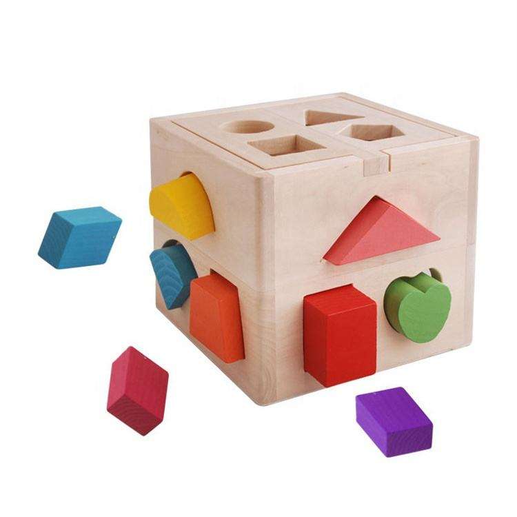 Customized Montessori Children Wooden Geometric Shape Sorter Box Educational Building Blocks Matching Toys for Kids