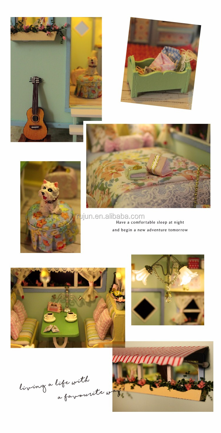 DIY Dollhouse finished product with dust cover decoration