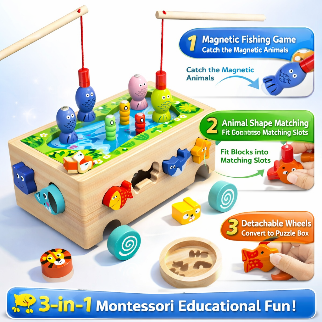 Wholesale Fun Wooden Multi-Functional Pull-Along Cognitive Toy Box, Fine Motor Skills &amp; Indoor Preschool Classroom Play Activity