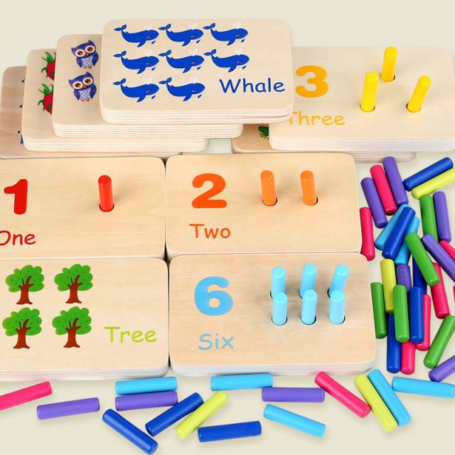 Children's Montessori Sensory Early Education Math Learning Stick Color Cognition Matching Board Wooden Stick Game Education Toy