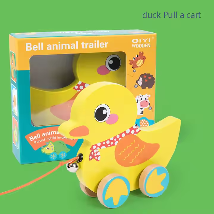 Educational Walk-A-Long Animal Wooden Shape Sorter Pull Toy Unisex Baby Animal Traction Cartoon Animal Learning Toy