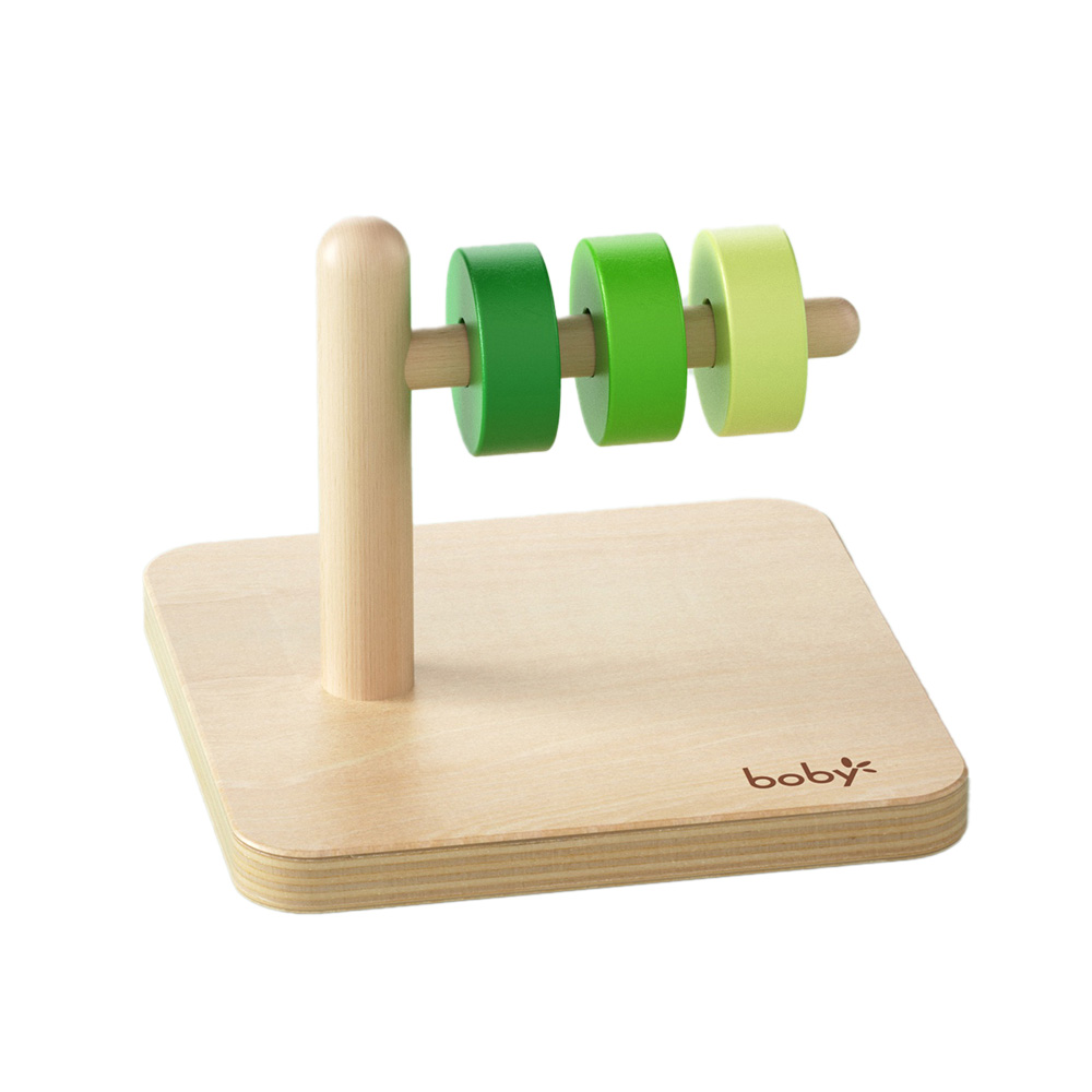 Montessori Wooden Educational Toys for Toddlers 1-3 Years Horizontal Disc Stacking Ring Toy