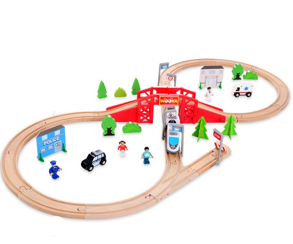 Custom Wholesale Christmas Kids Wooden Railway Mini Electric Toy Model Train Set