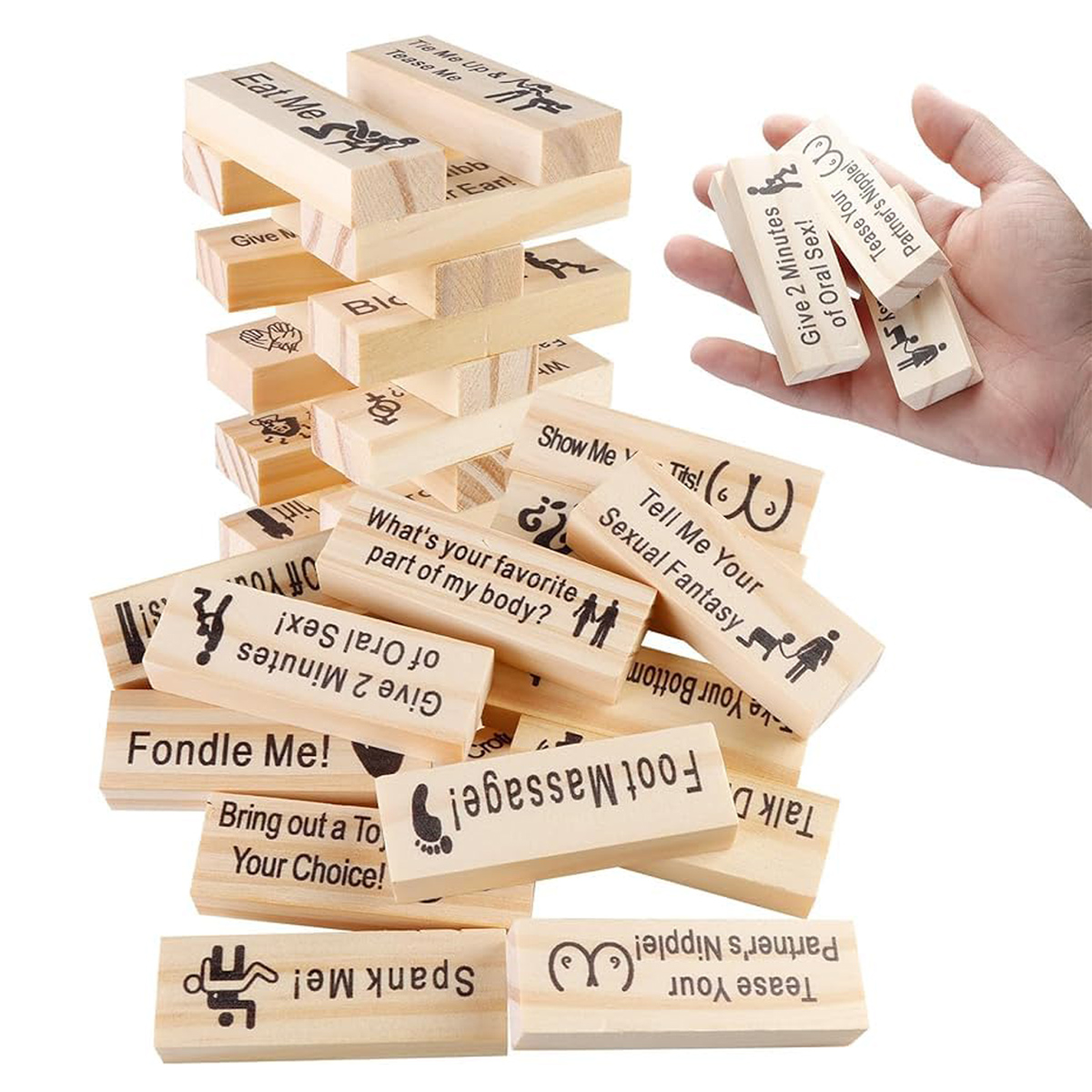 48PCS Game Sex Block Valentine Tumbling Wooden Tower Stacking Blocks Game Sex Toys for Couples Erotica Party SM Block for Adults