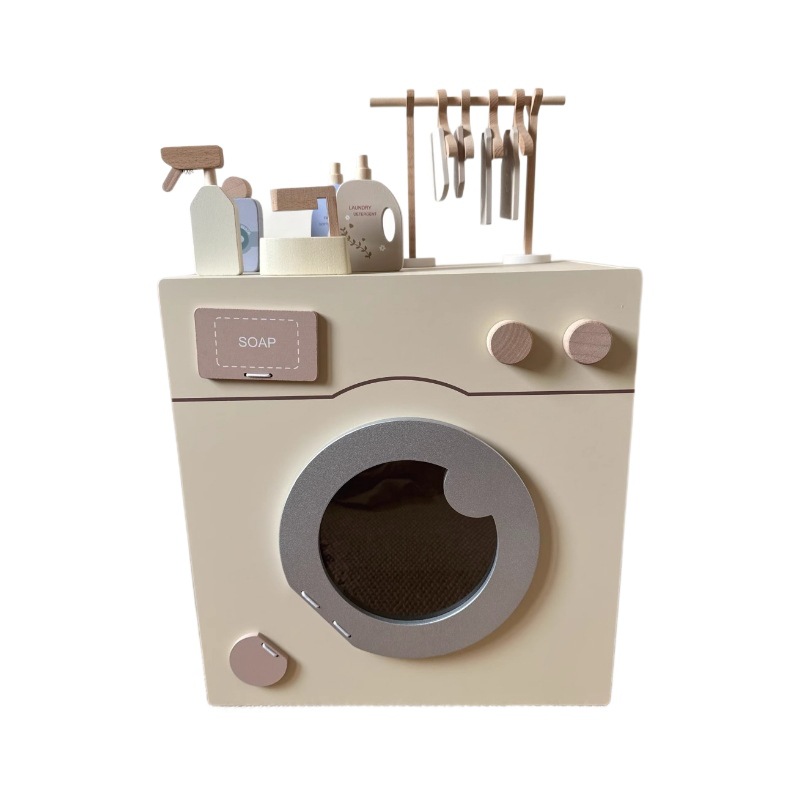 Nordic Style Kitchen Refrigerator Washing Machine Cooking Dollhouse Wooden Children's Simulation Toys Girl Gift
