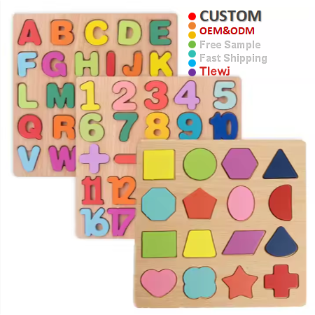 Hot Selling Wooden ABCD Alphabet Number Shape Learning Educational Toys Kids Boys and Girls
