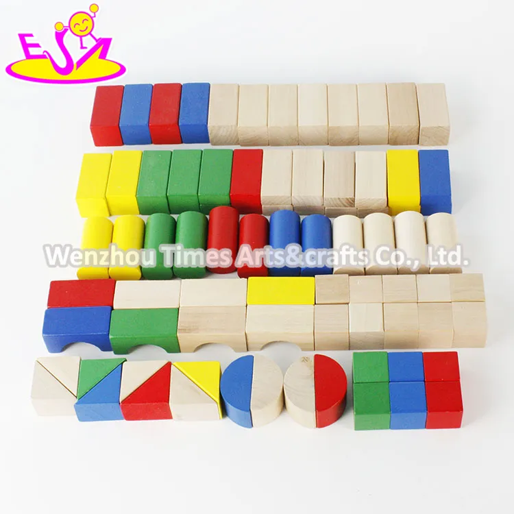 Colorful 80 Pieces Kids Wooden Toy Connecting Building Blocks Best Sale Children Wooden Intelligence Building Blocks W13A137