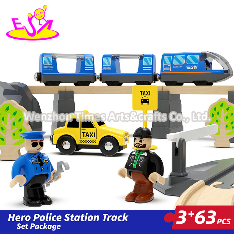 63 PCS Assembly Slot Wooden Toy Railway Set for Kids W04c247