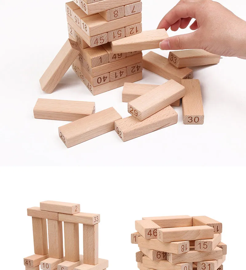 Wooden Toy Tumbling Tower Brick Building Game Toppling Blocks