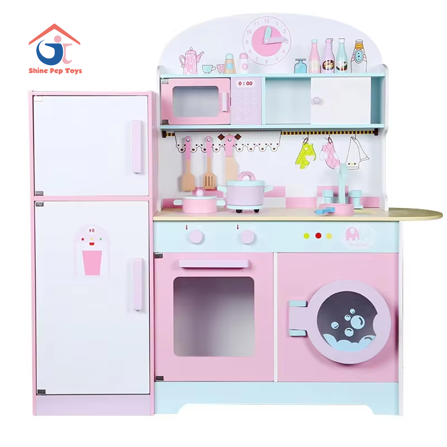 Newest Wooden Simulation Refrigerator Early Education Kitchen Toy Set for Kids for Role Play for Girls