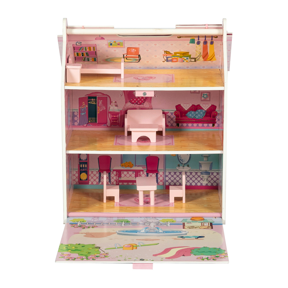 New Design Triple Portable Wooden Doll House