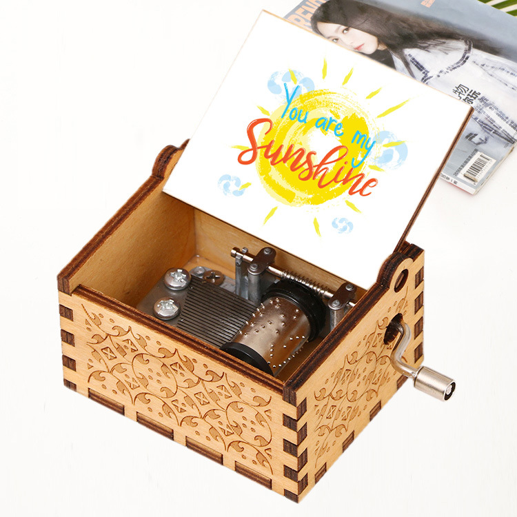 New 47 Styles Manufacturer You Are My Sunshine Music Box Carousel Handmade Crank Wooden Vintage Music Box Custom Toy Ornaments
