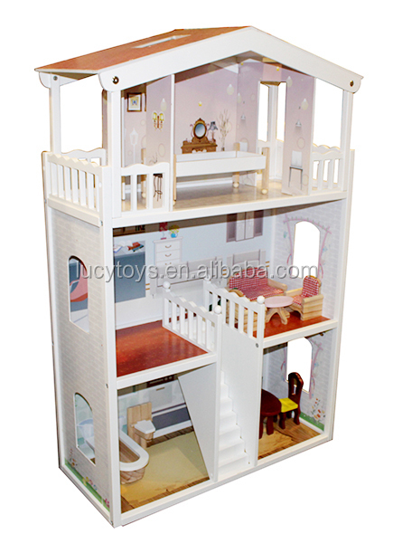 Large Dream Villa Kids Luxury 3 Storeys Big Wooden Dollhouse for Child 12 Years