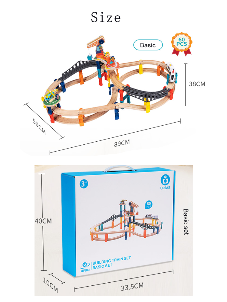 UDEAS Exercise Hand-On Ability DIY Railway Train Set Builder Wooden Big Track Toy