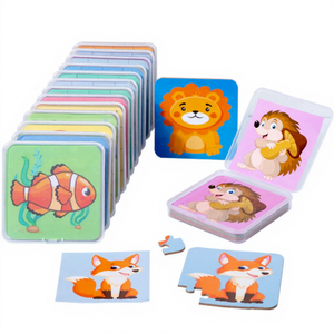 CPC CE EN71 64 Pieces Wooden Cartoon Jigsaw Puzzle Games Children Baby Early Educational Learning Toys