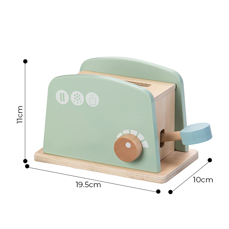 Children's Wood Pretend Play Preschool Kitchen Food Toy Toaster Play Set for Kids