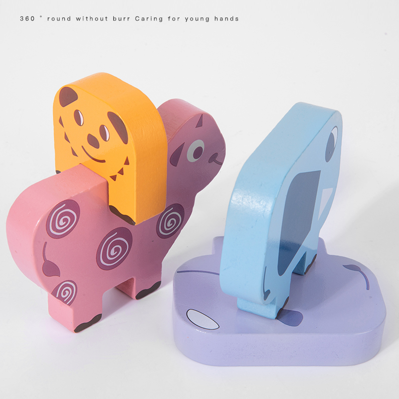 Wooden Animal Educational Construction Building Blocks for Baby-Stacking &amp; Balance Toys