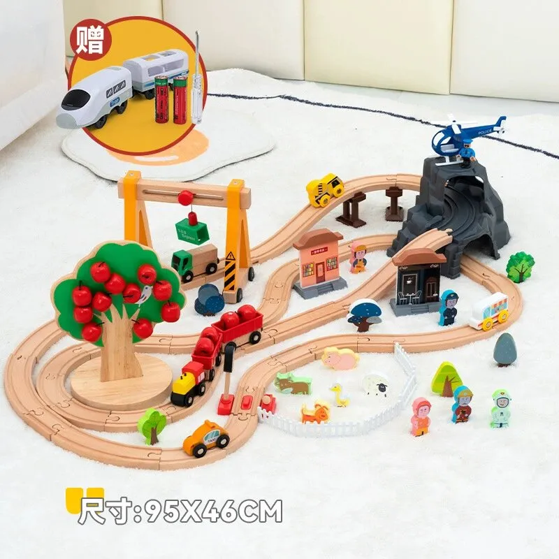2025 Wholesale Christmas Kids Railway Wooden Electric Toy Model Mini Train Sets
