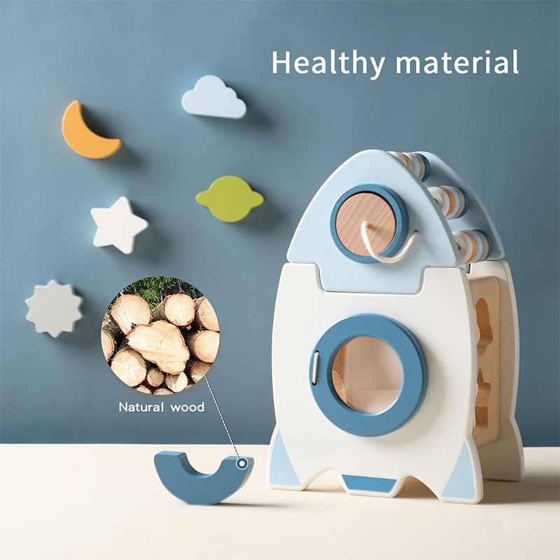 Wooden Space Rocket Early Toys for Kids Safe Montesorri Children Educational Manipulative Toys Activity Learning Bab