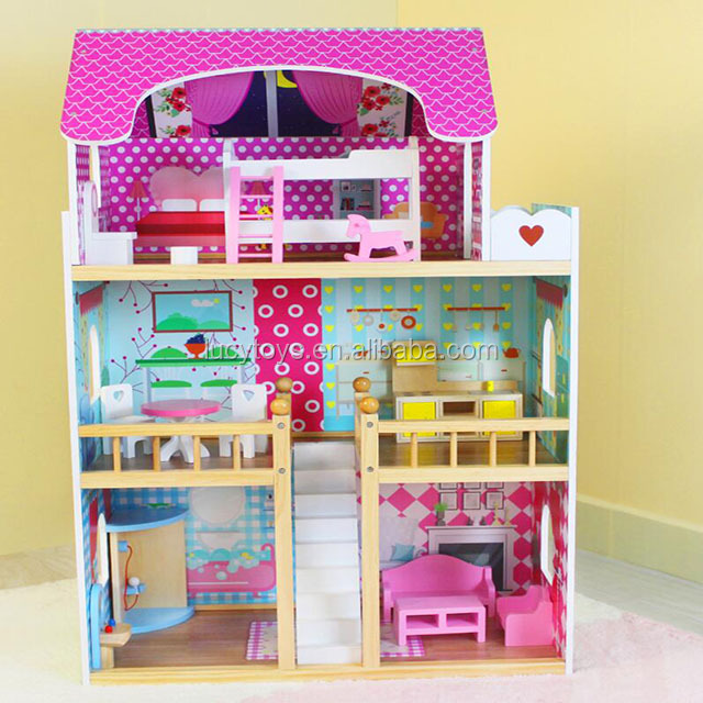 Large Dream Villa Kids Luxury 3 Storeys Big Wooden Dollhouse for Child 12 Years